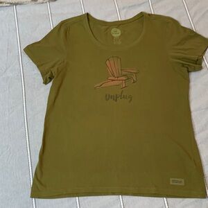 Life is Good Size XL  Unplug Adirondack Chair Greenish u neck T-shirt